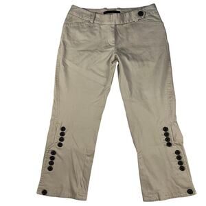 Robert Rodriguez Wide Leg Multi Button Detail Cropped Trouser Pants Khaki Size 6